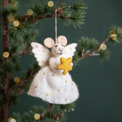 Sjaal met Verhaal Felt Christmas Hanger Muis Engel met Ster