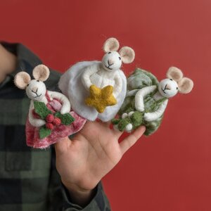 Sjaal met Verhaal Finger Dolls Muis Kerst Set of 6 assorti