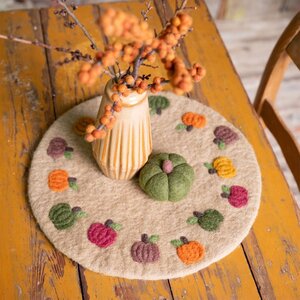 Sjaal met Verhaal Felt coaster 35 cm rond Pompoentjes