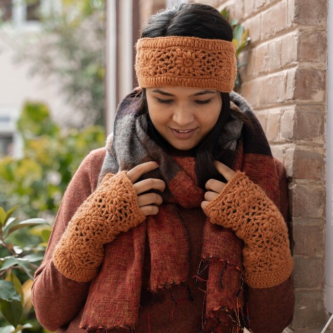 Handwarmer Granny Square cognac