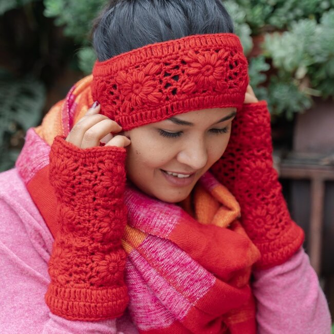 Handwarmer Granny Square red