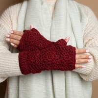 Sjaal met Verhaal Handwarmer Granny Square bordeaux