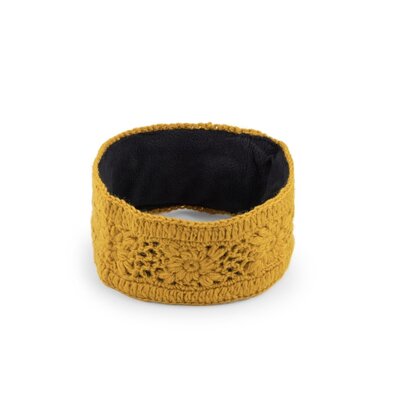 Sjaal met Verhaal Headband Granny Square oker