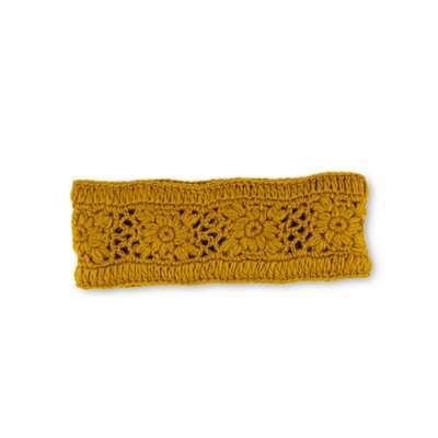 Sjaal met Verhaal Headband Granny Square oker