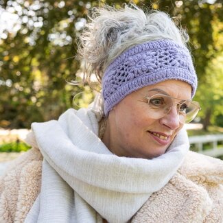 Sjaal met Verhaal Headband Granny Square lilac