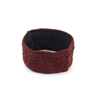 Sjaal met Verhaal Headband Granny Square bordeaux