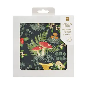 Talking Tables Paper Napkins Eco Midnight Forest Mushroom 20-Pack