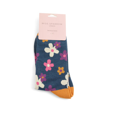 Miss Sparrow Socken Bamboo Cute Daisy navy