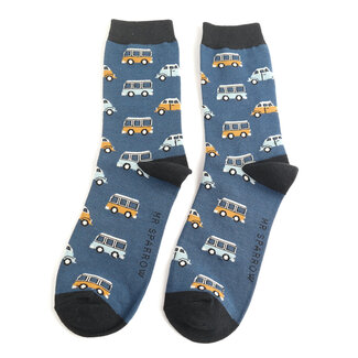 Miss Sparrow Männer-Socken Bamboo Vintage Vehicles navy