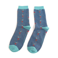 Miss Sparrow Männer-Socken Bamboo Skiing navy