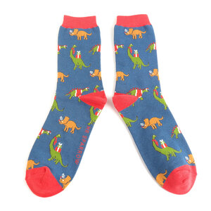 Miss Sparrow Mens Socks Bamboo Jolly Jurassic navy