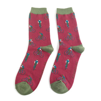 Miss Sparrow Mens Socks Bamboo Cyclists burgundy