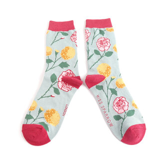 Miss Sparrow Socks Bamboo Wild Flora duck egg
