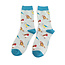 Miss Sparrow Socks Bamboo Garden Birds aqua