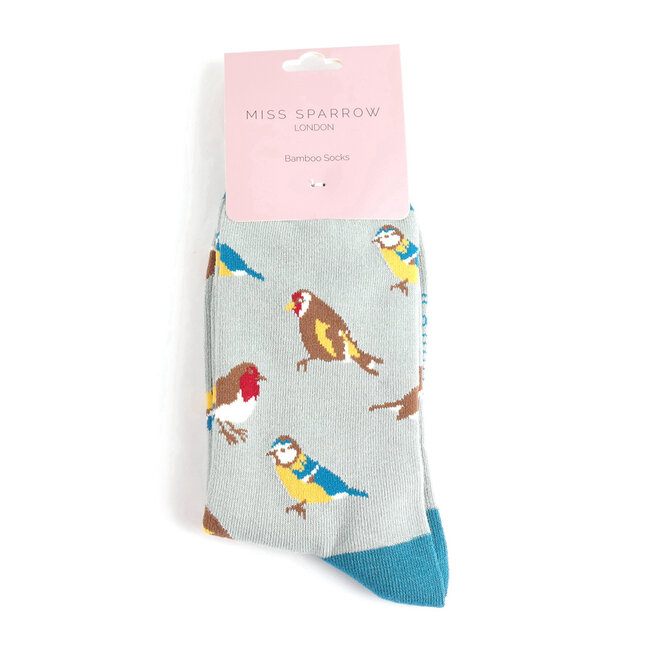 Socks Bamboo Garden Birds aqua