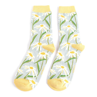 Miss Sparrow Socks Bamboo Oxeye Daisies duck egg