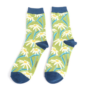 Miss Sparrow Socken Bamboo Oxeye Daisies lime