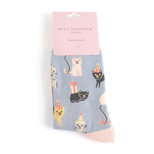 Socken Bamboo Party Cats denim