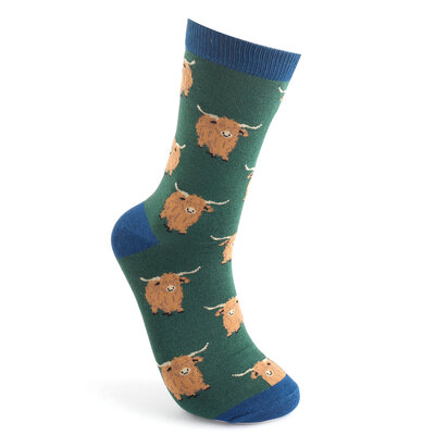Miss Sparrow Mens Socks Bamboo Highland Herd green