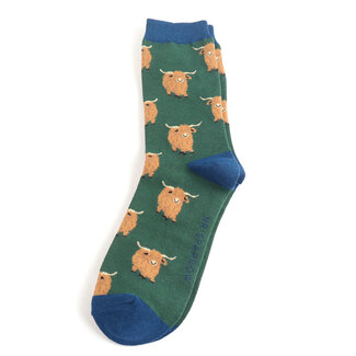 Miss Sparrow Mens Socks Bamboo Highland Herd green
