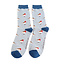 Mens Socks Bamboo Robins on Stripes Denim