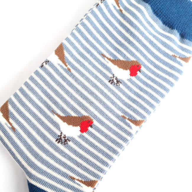 Männer-Socken Bamboo Robins on Stripes Denim