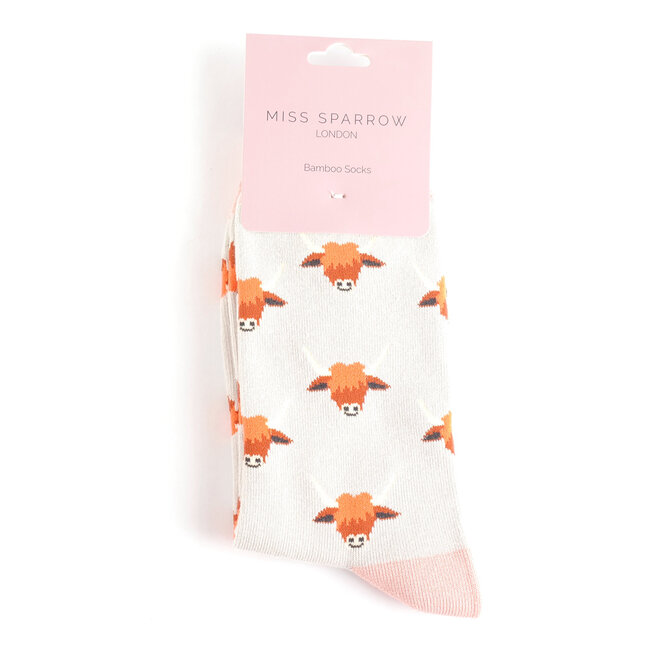 Socks Bamboo Highland Cows silver