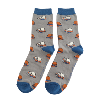Miss Sparrow Männer-Socken Bamboo Cat Nap grey