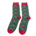 Miss Sparrow Männer-Socken Bamboo Xmas Sausage Dogs green