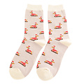 Miss Sparrow Socks Bamboo Skiing Sausage Dogs silver