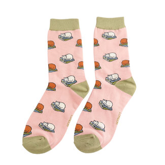 Miss Sparrow Socks Bamboo Cat Nap dusky pink