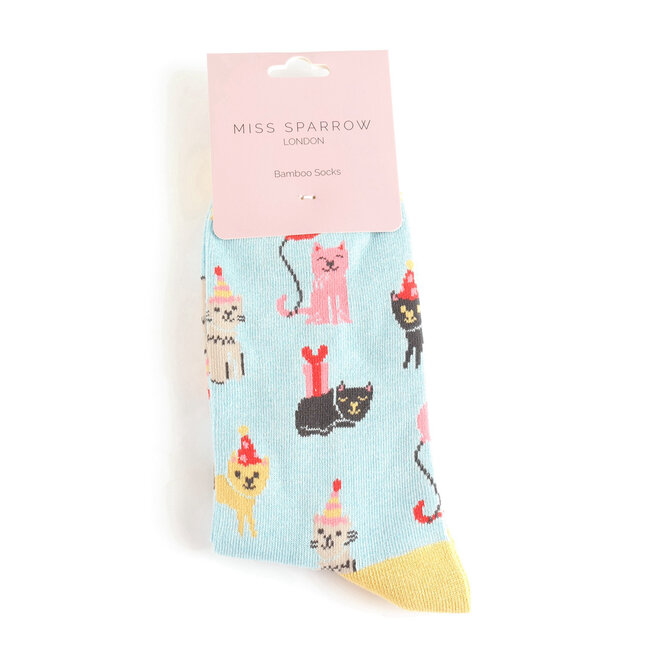 Socken Bamboo Party Cats powder blue