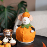 Sjaal met Verhaal Felt Decoration Muis Pompoen