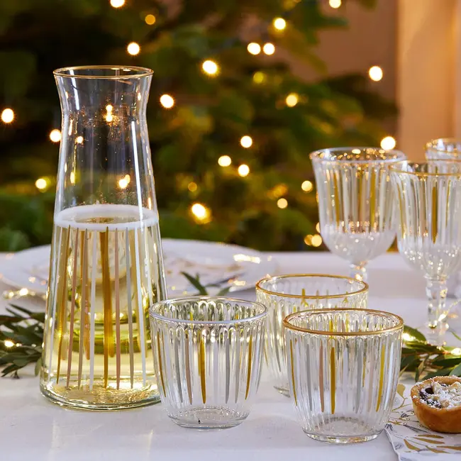 Glas Carafe Striped white/gold