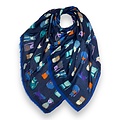 M&K Collection Scarf Cats navy