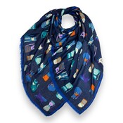 M&K Collection Scarf Cats navy