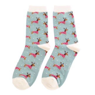 Miss Sparrow Socken Bamboo Xmas Sausage Dogs duck egg