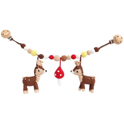 Sindibaba Stroller chain Deer brown with rattle