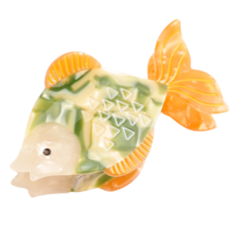 Red Cuckoo Hair Claw Clip Fish orange