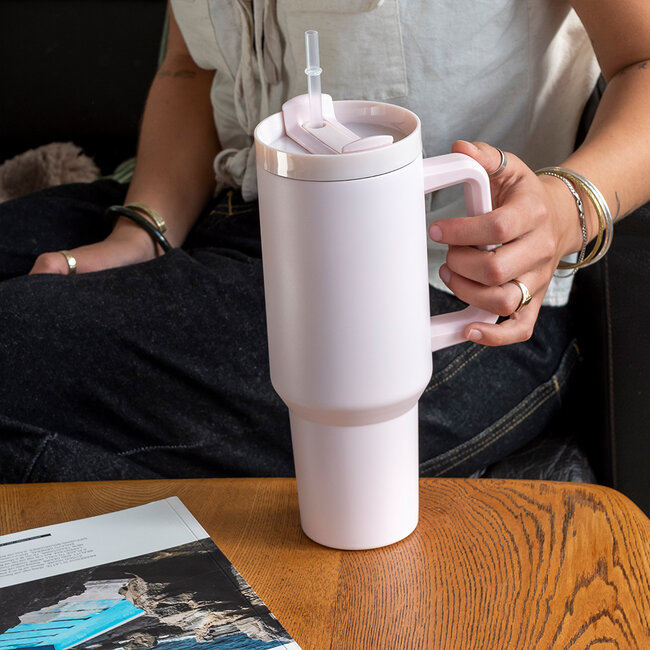 Travel Tumbler with handle 1,2 LTR light pink