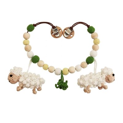 Sindibaba Stroller chain with rattle Sheep (organic cotton)