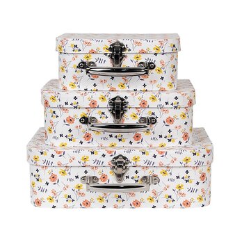 Clayre & Eef Suitcase Daisies Set of 3