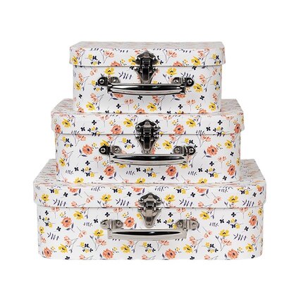 Clayre & Eef Köfferchen Daisies Set of 3