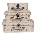 Clayre & Eef Köfferchen Flowers brown Set of 3