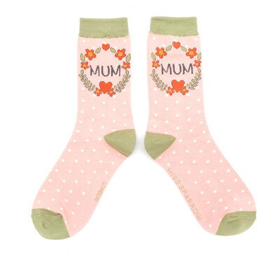Miss Sparrow Socks Bamboo Mum Floral Wreath pink