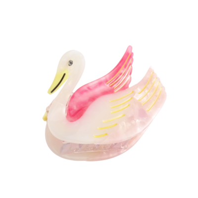 Red Cuckoo Hair Claw Clip Swan pink