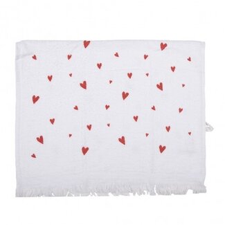 Clayre & Eef Guest towel Hearts red