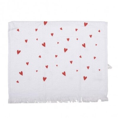 Clayre & Eef Guest towel Hearts red