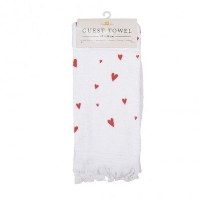 Clayre & Eef Guest towel Hearts red