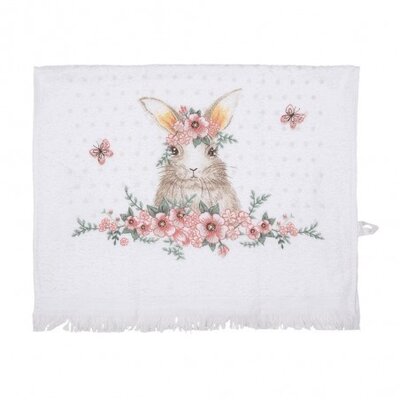 Clayre & Eef Guest towel Rabbits Flowers